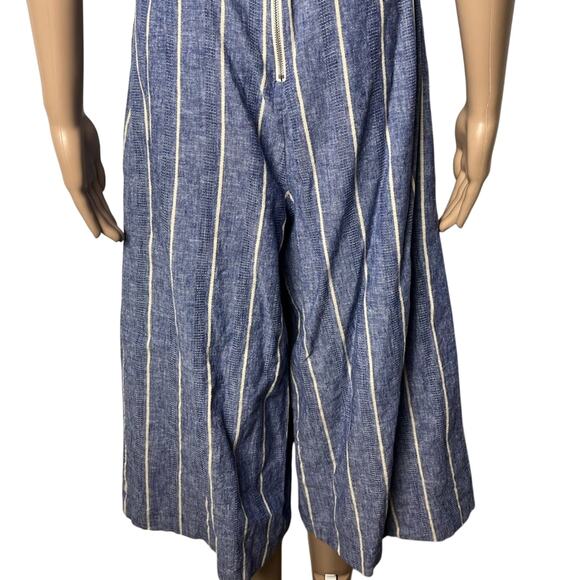 Alice + Olivia Lucie Striped Chambray Strapless Wide Leg Jumpsuit - Picture 10 of 13